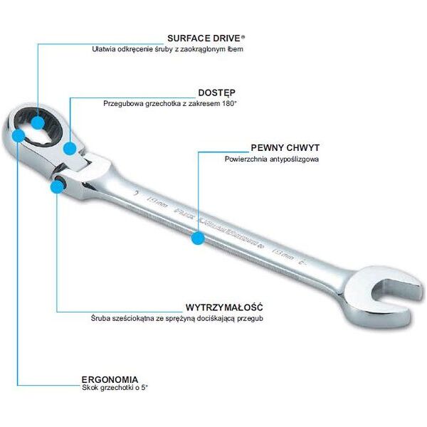 SATA SATA KLUCZ PŁASKO-OCZKOWY 12mm Z GRZECHOTKĄ ŁAMANY GL46403 7598255 6920614905093