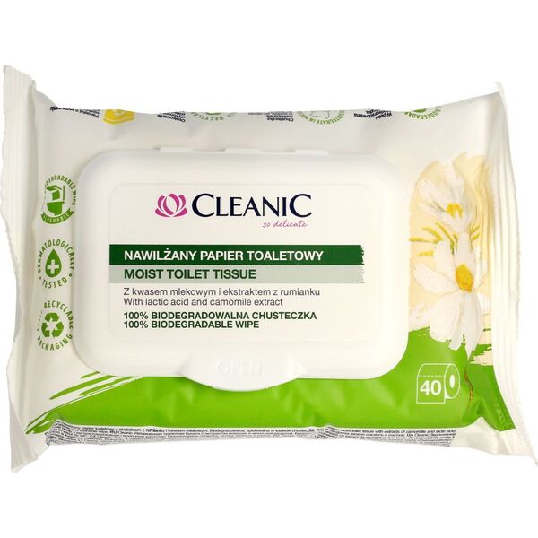 Cleanic Cleanic Papier toaletowy nawilżany z ekstraktem z rumianku 1op.-40szt 7728090 5900095029076