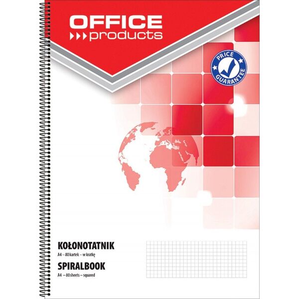 Office Products Kołonotatnik OFFICE PRODUCTS, A4, w kratkę, 80 kart., 60-80gsm, perforacja 7923976 5901503654392