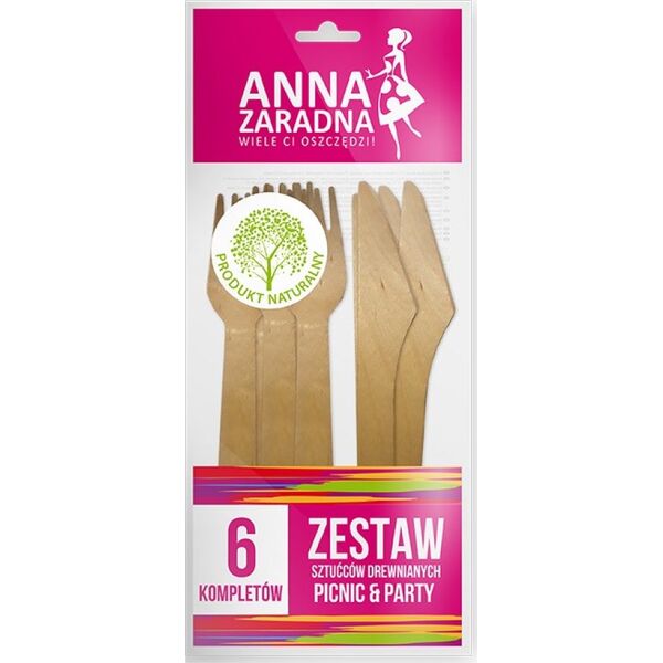Anna Zaradna Zestaw sztućców drewnianych ANNA ZARADNA, 6 kompletów, drewno 8013494 5903936033553