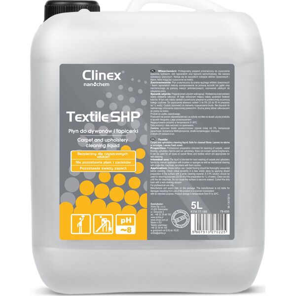 Clinex Płyn do prania czyszczenia dywanów mebli i tapicerki CLINEX Textile SHP 5L Płyn do prania czyszczenia dywanów mebli i tapicerki CLINEX Textile SHP 5L 8147780 5907513270225