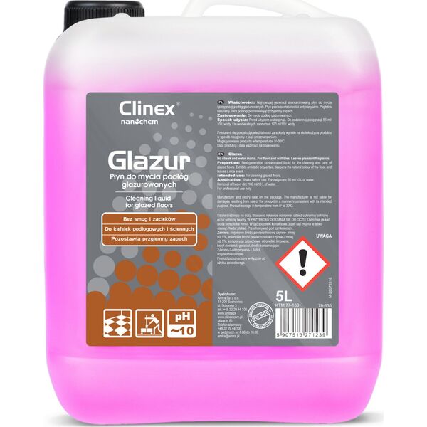 Clinex Płyn do mycia podłóg płytek glazury kamienia CLINEX Glazur 5L Płyn do mycia podłóg płytek glazury kamienia CLINEX Glazur 5L 8147844 5907513271239
