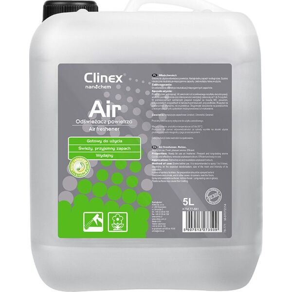 Clinex Skuteczny odświeżacz powietrza rozpylany na powierzchnie CLINEX Air - Nuta Relaksu 5L Skuteczny odświeżacz powietrza rozpylany na powierzchnie CLINEX Air - Nuta Relaksu 5L 8147858 5907513273509