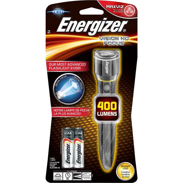 Latarka Energizer Latarka ENERGIZER Metal Vision Focus HD + 2szt. baterii AA, srebrna 8246079 7638900313130