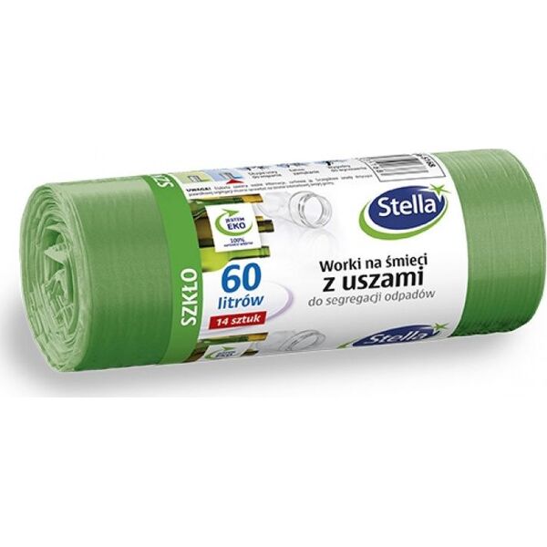 Stella Worki z uszami STELLA, do segregacji szkła, 60 l, 14 szt., zielone, zielony 8318397 5903936035168