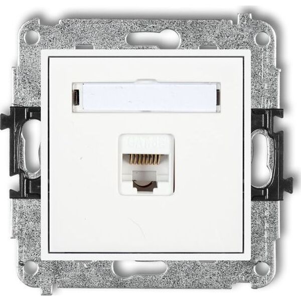 Karlik MINI Gniazdo komputerowe pojedyncze 1xRJ45 kat. 5e ekranowane 8-stykowy biały MGK-1e 8367789 5903268584594