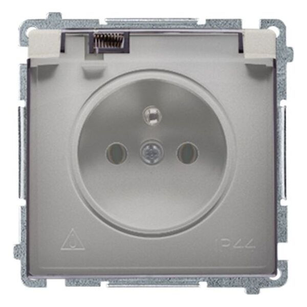 Kontakt-Simon Simon Basic Gniazdo pojedyncze z/u z przesłonami IP44 16A, 250V satyna BMGZ1BZ.01/29A 8374721 5902787818975