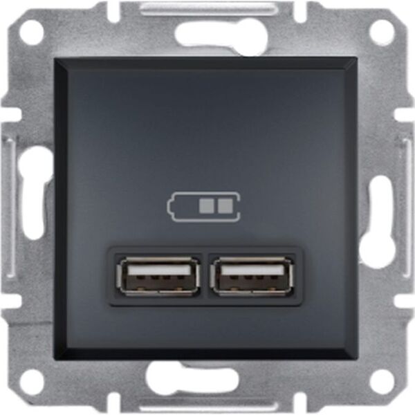Schneider Electric Asfora Gniazdo ładowarki USB 2.1A bez ramki, antracy EPH2700271 8385499 3606481142399