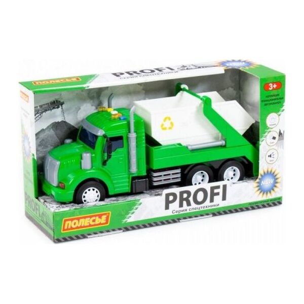 Polesie Polesie 86259 "Profi' samochód z napędem, zielony do przewozu kontenerów, światło, dźwięk w pudełku 8485865 4810344086259