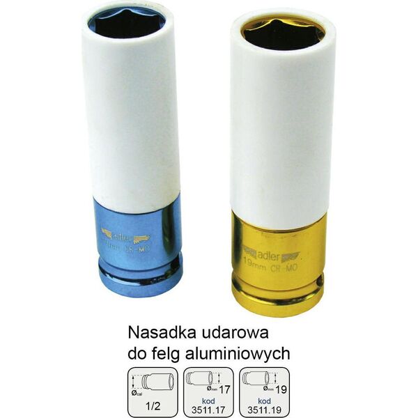 Adler ADLER NASADKA DO FELG ALUMINIOWYCH 1/2" 19mm MAR3511.19 8491150 5902557210893