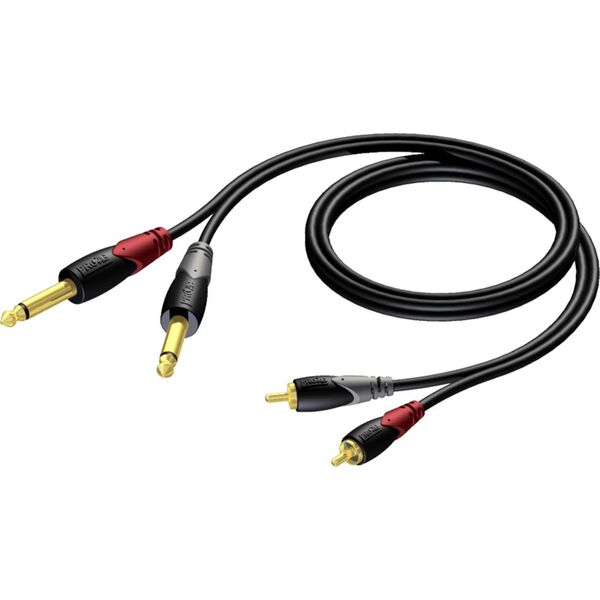 Kabel Procab Jack 6.3mm x2 - RCA (Cinch) x2 1.5m czarny (CLA631/1.5) 8500883 5414795030039
