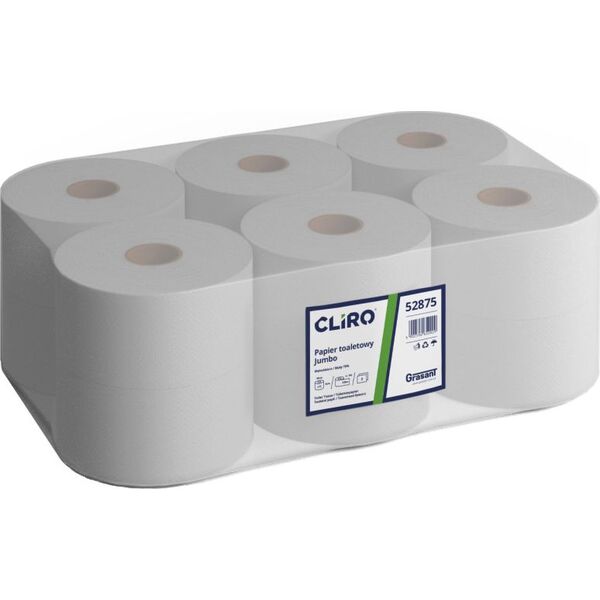 Cliro Cliro - Papier toaletowy w dużej roli, 2-warstwy, makulatura, 135 m, 12 rolek - 75% bieli 8503566 5902596652029