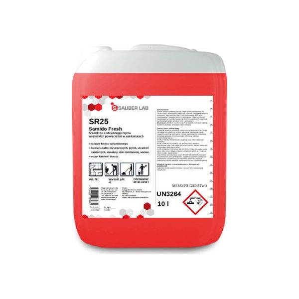 Sauber Sauber Lab SR25 Samido Fresh Uniwersalny środek do mycia powierzchni sanitarnych 10 l 8503638 4038409124818