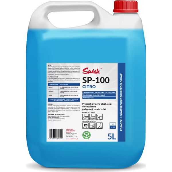Swish Swish SP - 100 Citro Preparat z alkoholem do codziennej pielęgnacji powierzchni, cytrusowy 5 l 8504184 5907662640399