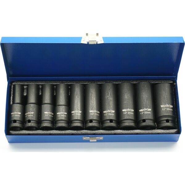 Adler ADLER ZESTAW NASADEK DŁUGICH 1/2" 10szt. KUFER METALOWY MAR3510.35 8535877 5907683151928