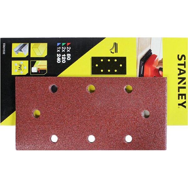 STA.PAPIER ŚCIERNY 93mm x 190mm MIX /5szt. 8 OTWORÓW NA RZEP 8549320 5035048373972
