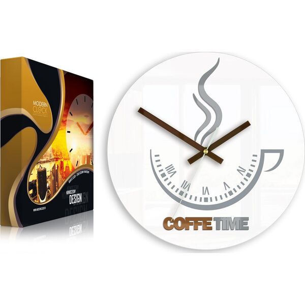 ModernClock Zegar ścienny Coffee Time ver.II BIAŁA ULTRA CICHY 8653723 5902838312483