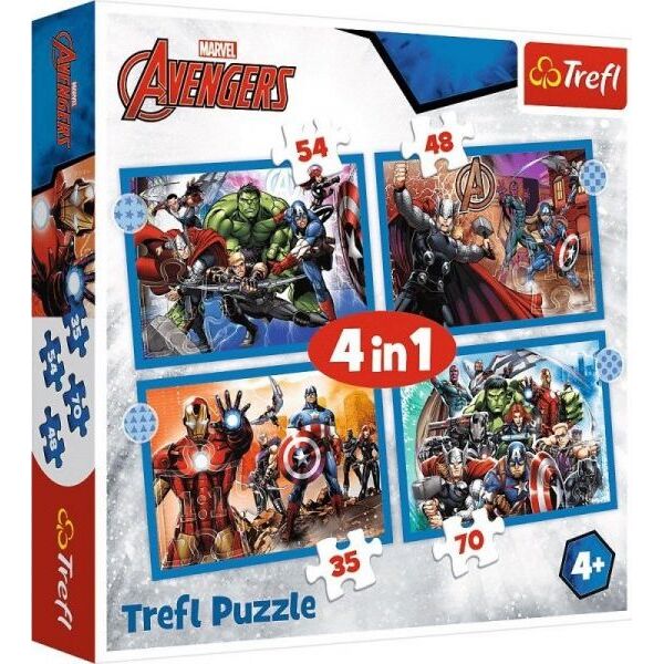 Trefl Puzzle 4w1 35,48,54,70el Odważni Avengersi. Avengers 34386 Trefl p8 8680427 5900511343861
