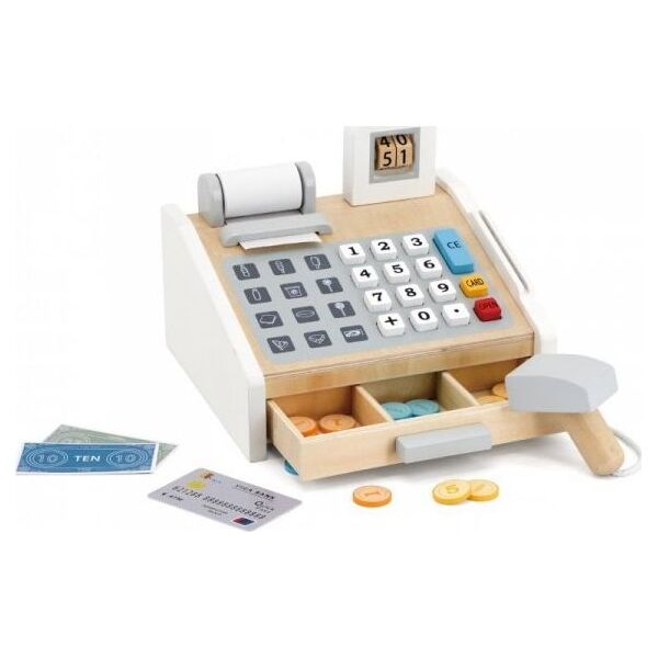 Viga Toys Drewniana Kasa sklepowa szaro-biała 8686554 6971608445279
