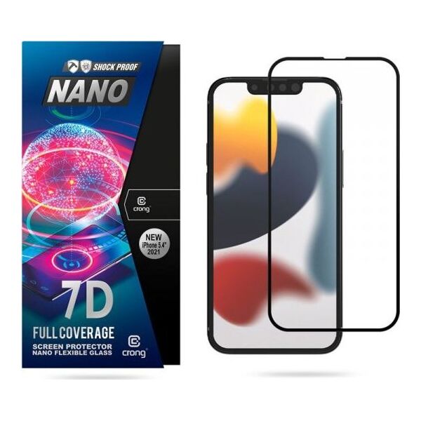Crong Crong 7D Nano Flexible Glass - Niepękające szkło hybrydowe 9H na cały ekran iPhone 13 mini 9223183 5907731988032