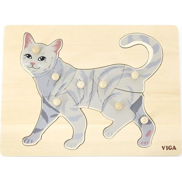 Viga Toys VIGA Drewniane Puzzle Montessori Kot z Pinezkami 9662191 6971608446122
