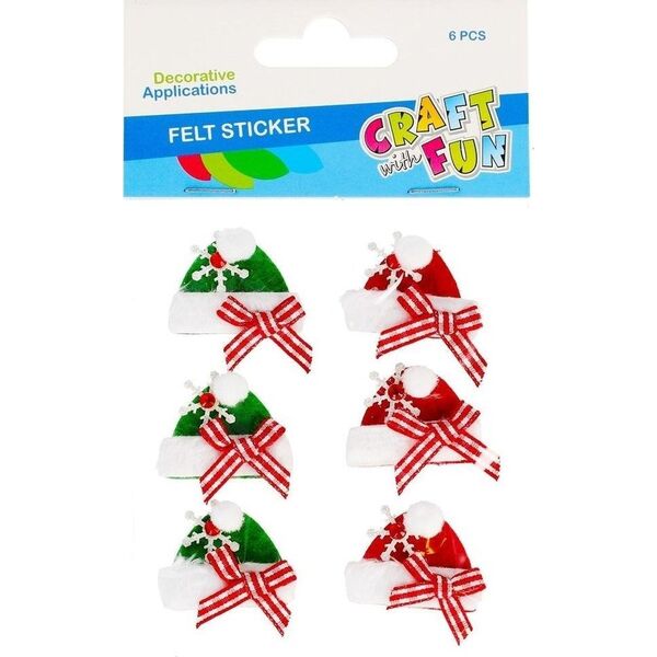 Craft with Fun OZDOBA BN FILC CZAPECZKI SPRZYL 6SZT CF 12/144 9699961 5908275192626