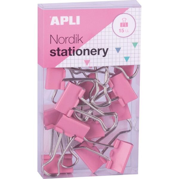 Apli Klipy do dokumentów APLI Nordik, 19 mm, 15 szt., pudełko z zawieszką, mix kolorów pastel 9944812 8410782181484
