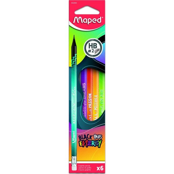 Maped Ołówek z gumką ENERGY hb 6 szt Maped 852000 10093210 3154148520009