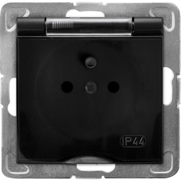 Ospel IMPRESJA Gniazdo bryzgoszczelne z uziemieniem IP-44 wieczko przezroczyste czarny metalik GPH-1YZ/m/33/d 10134630 5906729010519