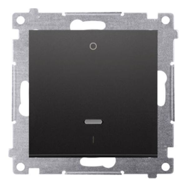 Kontakt-Simon Simon 54 Łącznik dwubiegunowy z podświetleniem LED (moduł) 10AX 250V szybkozłącza czarny mat DW2L.01/49 10134710 5902787870584