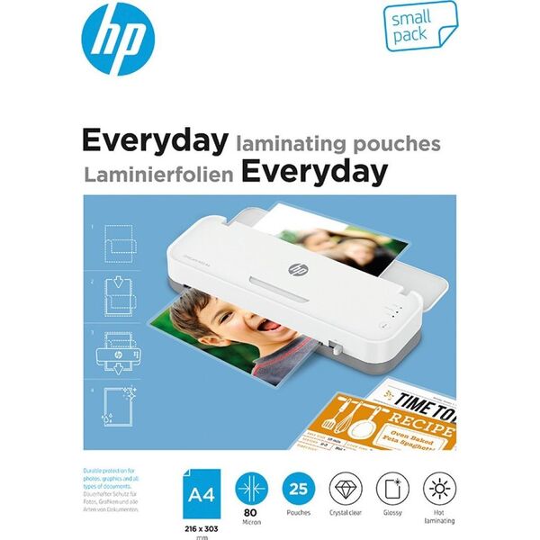 HP Folie laminacyjne HP EVERYDAY, A4, 80 mic, 25 szt., przezroczyste/połysk 10624587 4030152091539