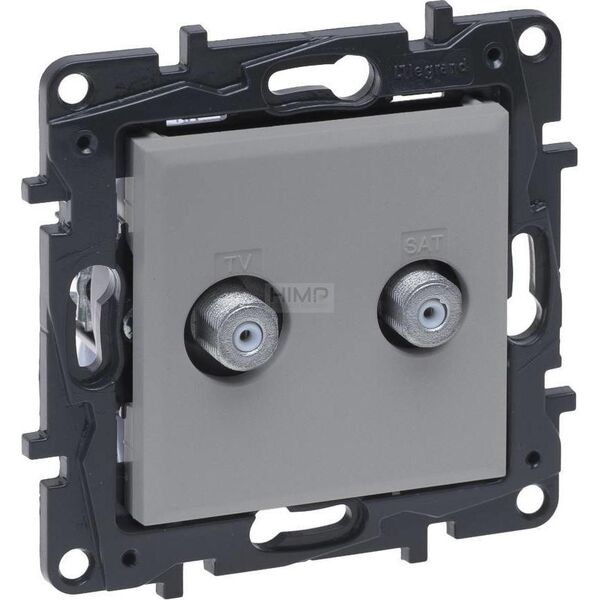 Legrand Gniazdo antenowe Legrand Niloe Step 863376 TV typu F podwójne końcowe gwiazda aluminium 10800280 3414971838369