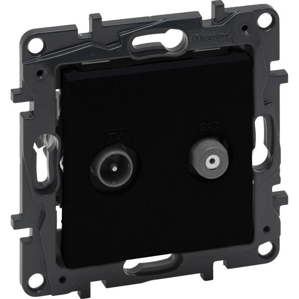 Legrand Gniazdo antenowe Legrand Niloe Step 863576 TV typu F podwójne końcowe gwiazda czarne 10800288 3414971842953