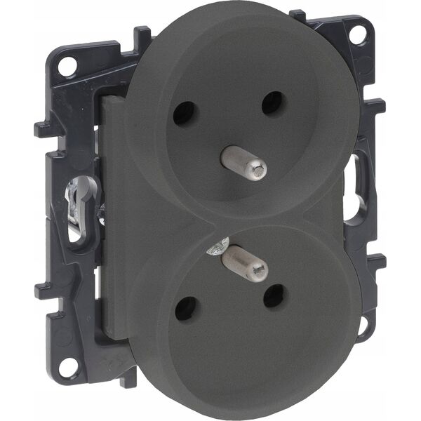 Legrand Gniazdo podwójne Legrand Niloe Step 863432 z uziemieniem zaciski śrubowe stalowe 10800313 3414971839564