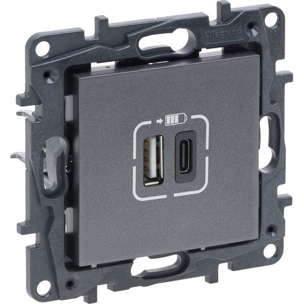 Legrand Gniazdo Usb Legrand Niloe Step 863440 A+C stalowe 10802634 3414972014168