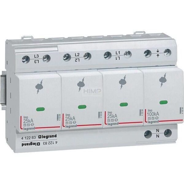 Legrand Ogranicznik przepięć Legrand 412283 B Typ 1 4P 25kA 350V AC 1,5kV 10802653 3414970517302