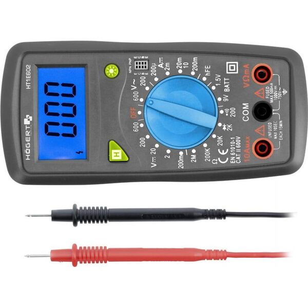 Högert Technik Ht1E602 Cyfrowy Miernik Uniwersalny 0-600 V 10 A 11023604 5902801238673