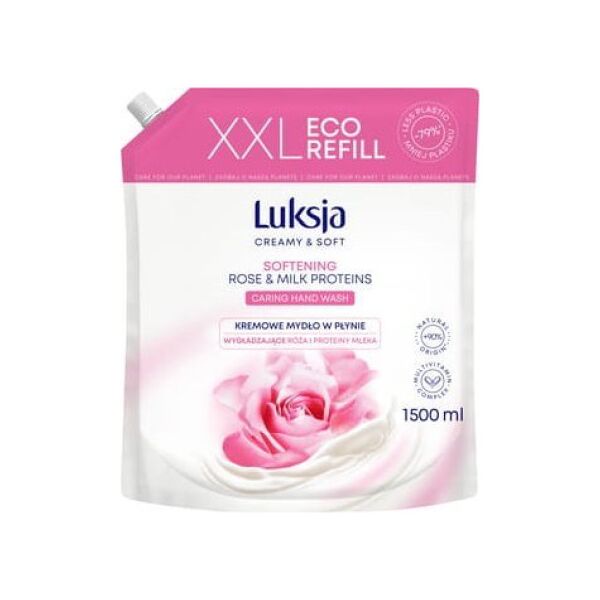 Luksja Luksja Creamy & Soft Kremowe mydło w płynie Róża i Proteiny mleka 1500 ml opakowanie uzupełniające 11265233 5900536349275