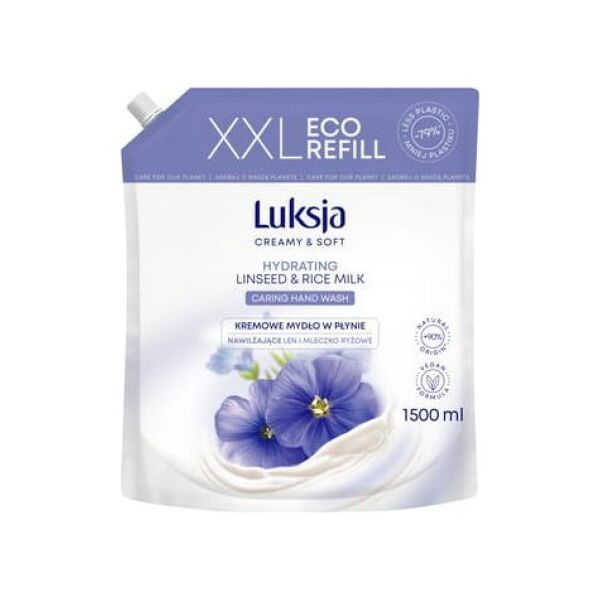 Luksja Luksja Creamy & Soft Kremowe mydło w płynie Len i Mleczko ryżowe 1500 ml opakowanie uzupełniające 11285880 5900536349268