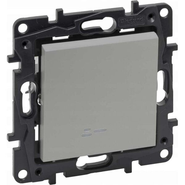 Legrand Niloe Step - Łącznik jednobiegunowy podświetlany 10 AX - Aluminium 863311 11636420 3414971836952
