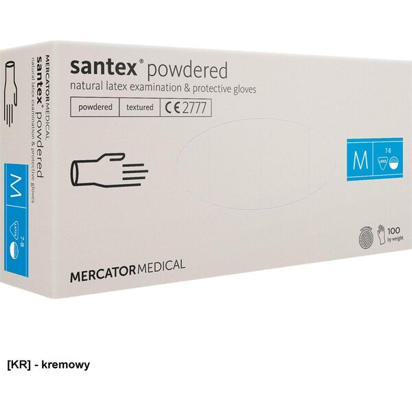 R.E.I.S. RMM-SANTEXFT - Rękawice lateksowe diagnostyczne, santex powdered (FINGERTIP TEXTURED) XS 11829437 5906615011811