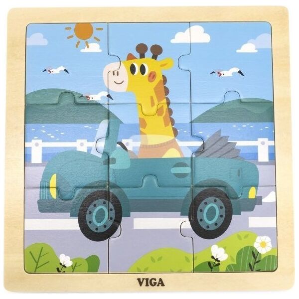 Viga Toys VIGA Poręczne Drewniane Puzzle Żyrafa w aucie 9 elementów 11963686 6971608446290
