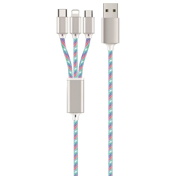 Kabel USB 2GO USB-A - USB-C + microUSB + Lightning 1.5 m Biały (797316) 12298277 4010425973168