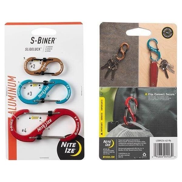 NiteIze Zestaw karab. z blokadą Nite Ize S-biner S ALU 3PK 12363119 94664049239