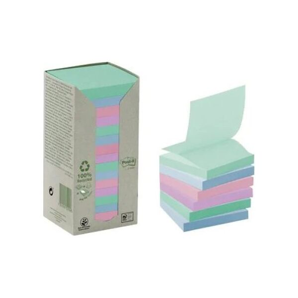 Post-It 3M Ekologiczne karteczki samoprzylepne Post-it® Z-Notes, NATURE, pastelowe, 76x76mm, 16x100 kart. 12515107 4054596926738
