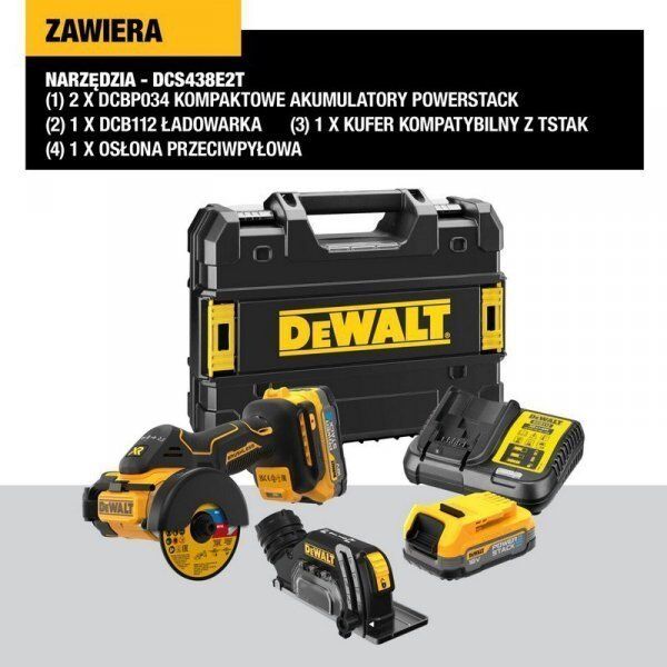 Dewalt DEWALT PRZECINARKA 18V 76mm 2x1,7Ah POWERSTACK DCS438E2T 12517241 5035048739525