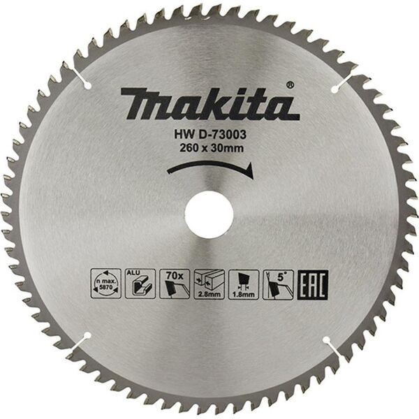 Makita MAKITA PIŁA TARCZOWA DO ALUMINIUM 260x30x70z ECONOMY 12555320 88381581813