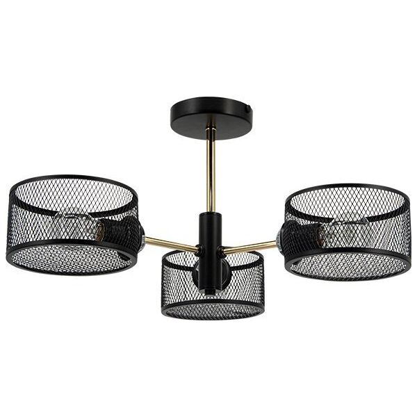 Lampa wisząca Mdeco Druciana lampa sufitowa ELM1097/3 BL TR nad łóżko czarna złota 12567653 5907737334147