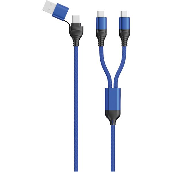 Kabel USB 2GO USB-A + USB-C - 2x USB-C 1.2 m Niebieski (797366) 12569777 4010425973663