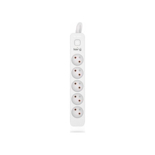 Kerg Przedłużacz KERG z wyłącznikiem-5 gniazd-biało-szary-10m-16A-H05VV-F-3x1,5mm2 12613470 5901791151054